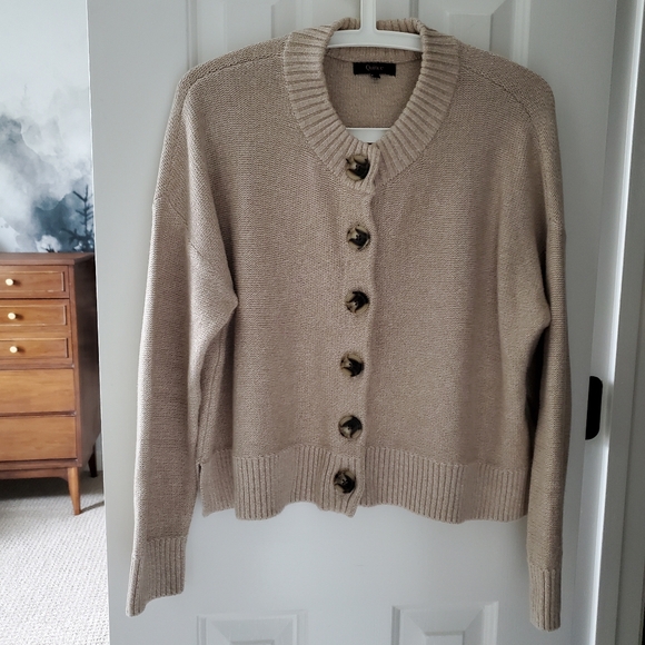 Quince Sweaters - Quince 100% Organic Cotton Cropped Cardigan,  Cement Marl (S)